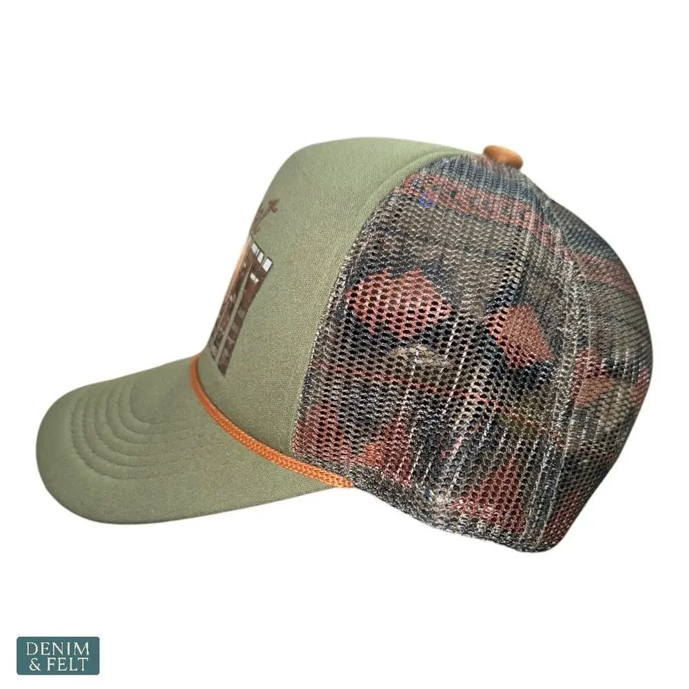 Flying S “Let’s Get Ranchy” Trucker Hat Olive Green Mesh Western Country Cap NEW